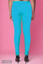 Load image into Gallery viewer, Fabulous Blue Lycra Solid Leggings For Women