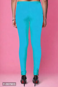 Fabulous Blue Lycra Solid Leggings For Women