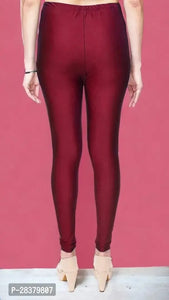 Fabulous Maroon Lycra Solid Leggings For Women