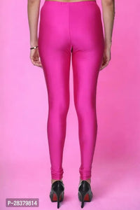 Fabulous Pink Lycra Solid Leggings For Women