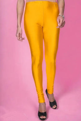 Fabulous Yellow Lycra Solid Leggings For Women