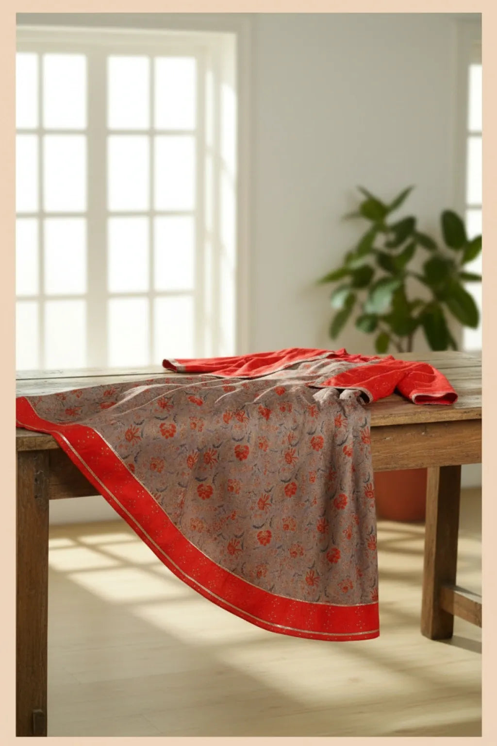 Buy stylish maroon rayon long kurti with jacket featuring ethnic prints, flared hem and box pleats. Comfortable premium rayon fabric available in M to XXL. Perfect for festive and casual wear.