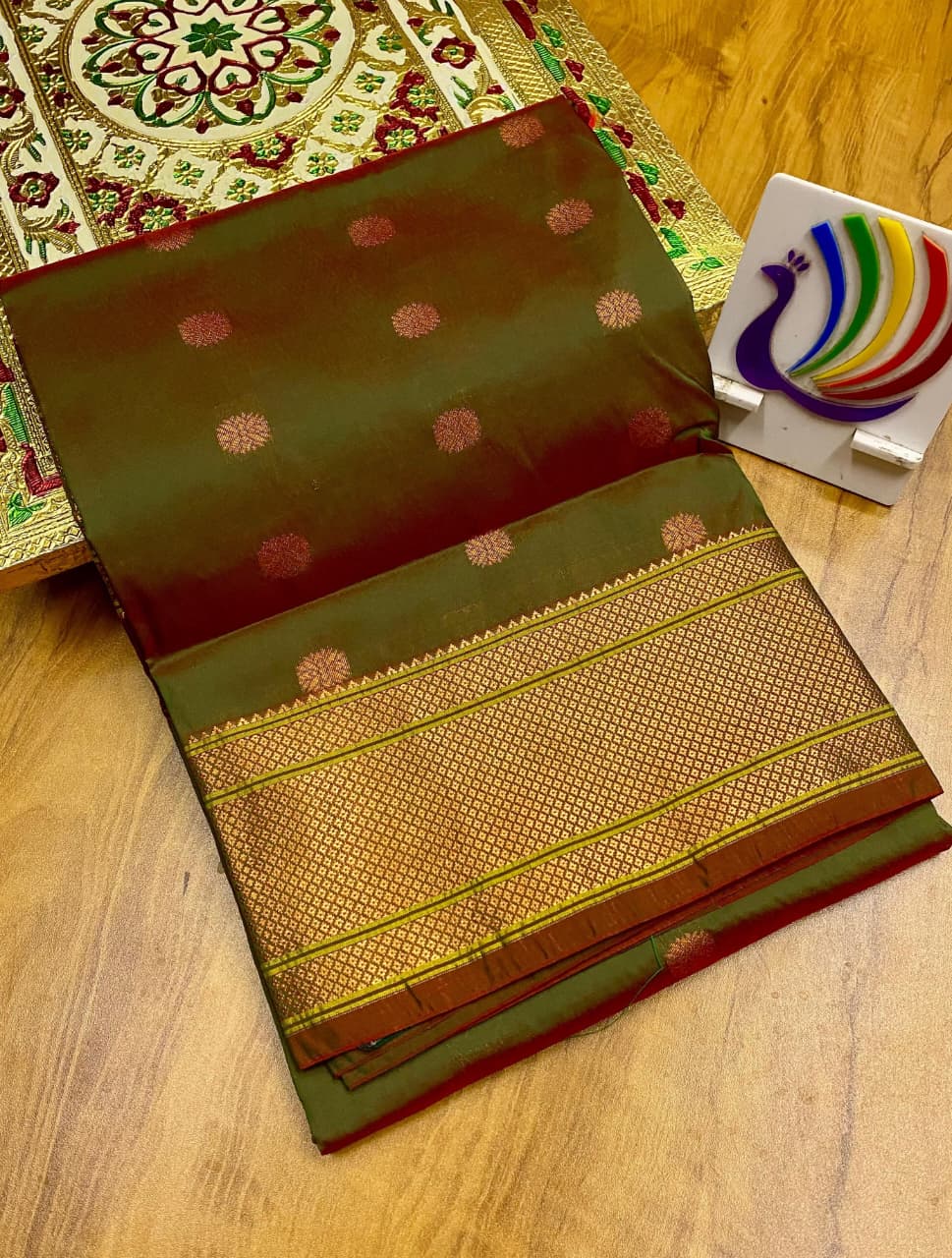Whether it’s a wedding, festival, or cherished celebration, this saree promises to make you the center of admiration — a modern Maharani wrapped in history’s finest threads.