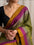 Narayanpeth Drapes Rani Border Mercerised Cotton Saree with Stripe and Running Blouse