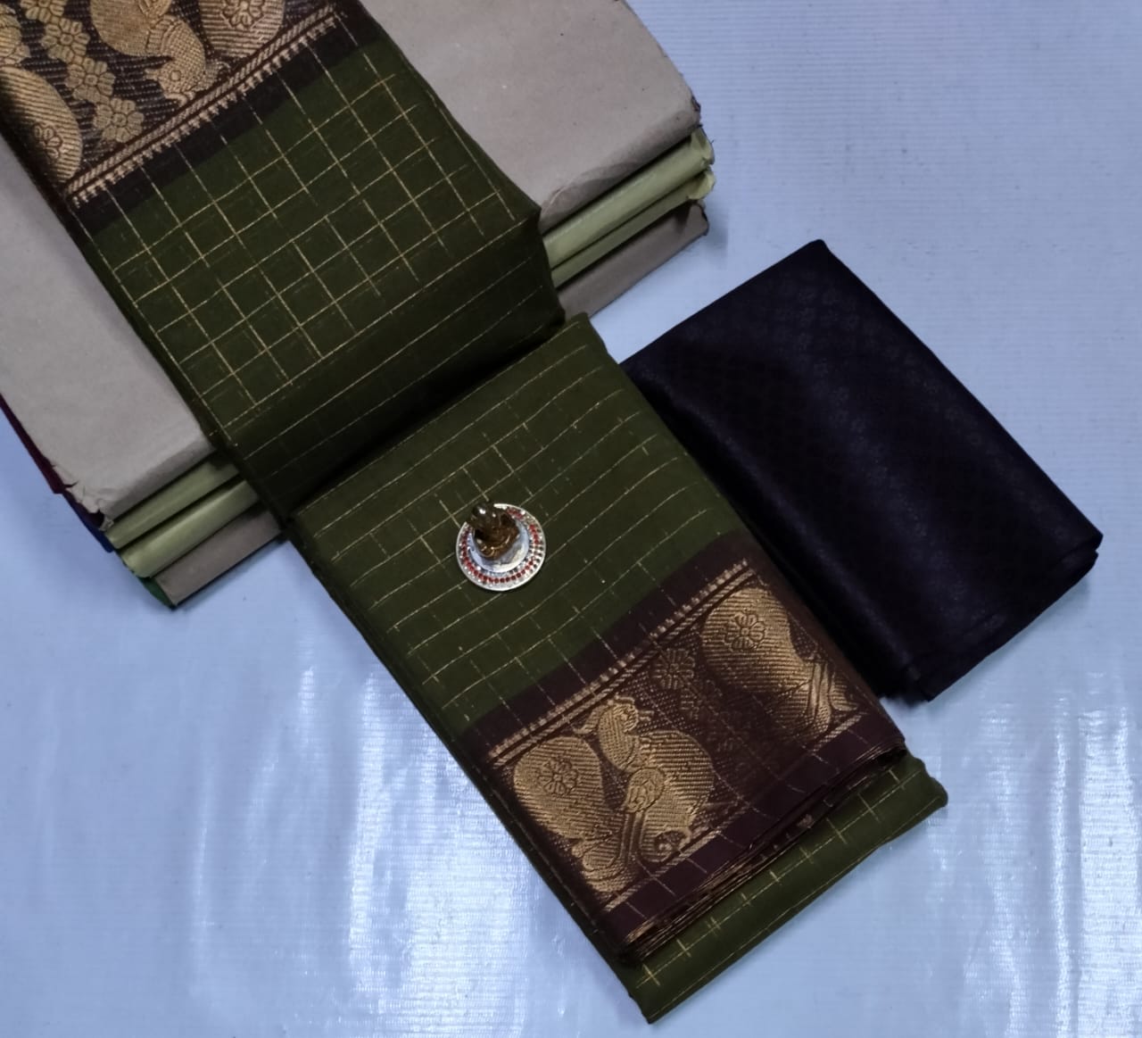 Chettinad Cotton Sarees in Fancy Design 5.5 mtrs With Kalamkari Blouse for Women
