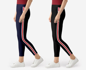 Amazing Multicoloured Cotton Striped Stretchable Jeggings For Women-2