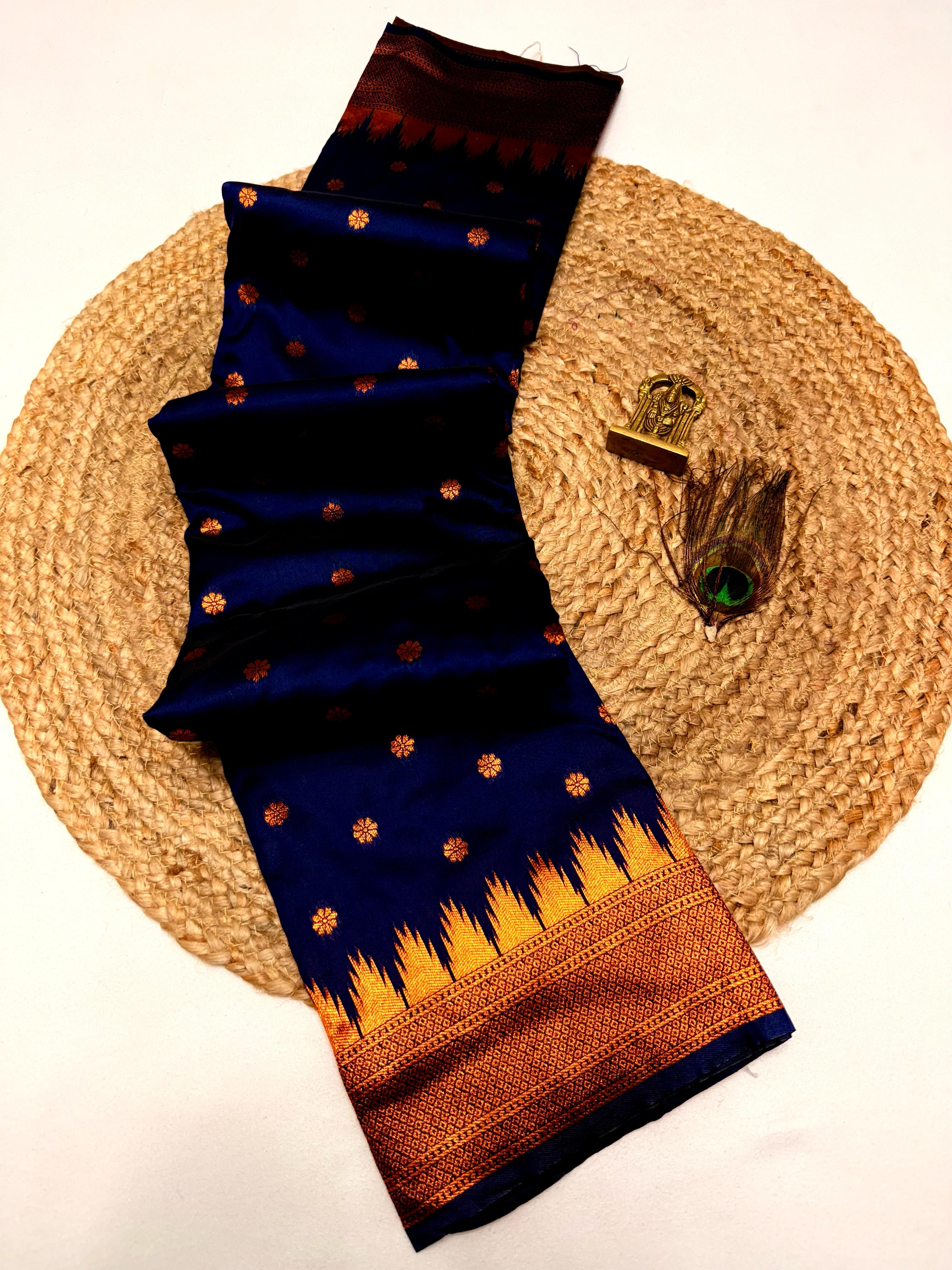 Women's Unique Kalanjali Maharani Paithani in Silk All Over Butti Rich Pallu with Running Blouse