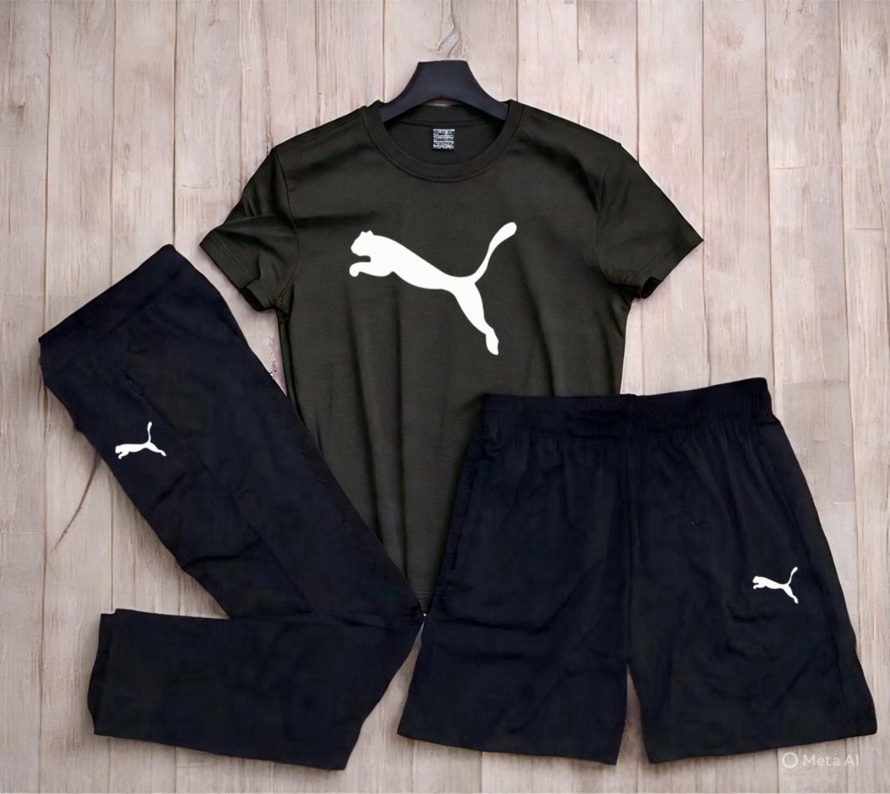 Upgrade your wardrobe with this stylish Puma 3-Pcs Set, featuring a premium Dryfit Lycra 190 GSM fabric designed for ultimate comfort, flexibility, and durability. This activewear combo includes a T-shirt, Lower, and Shorts, making it the perfect choice for gym workouts, sports, running, training, or casual wear.