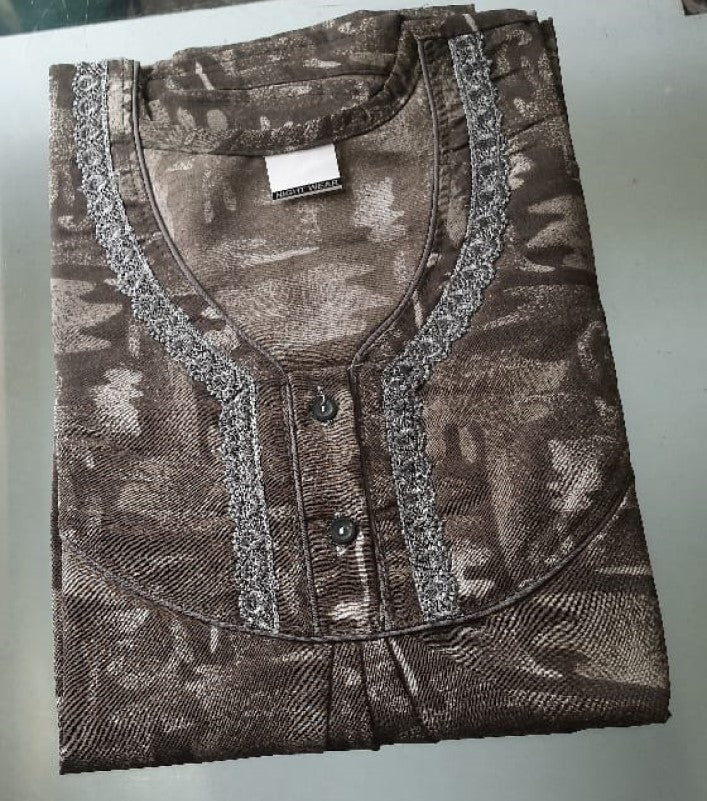 Nighty Gown in Cotton New Swiss Harmony Free Size 48" Len-55 front embroidered free size nighty