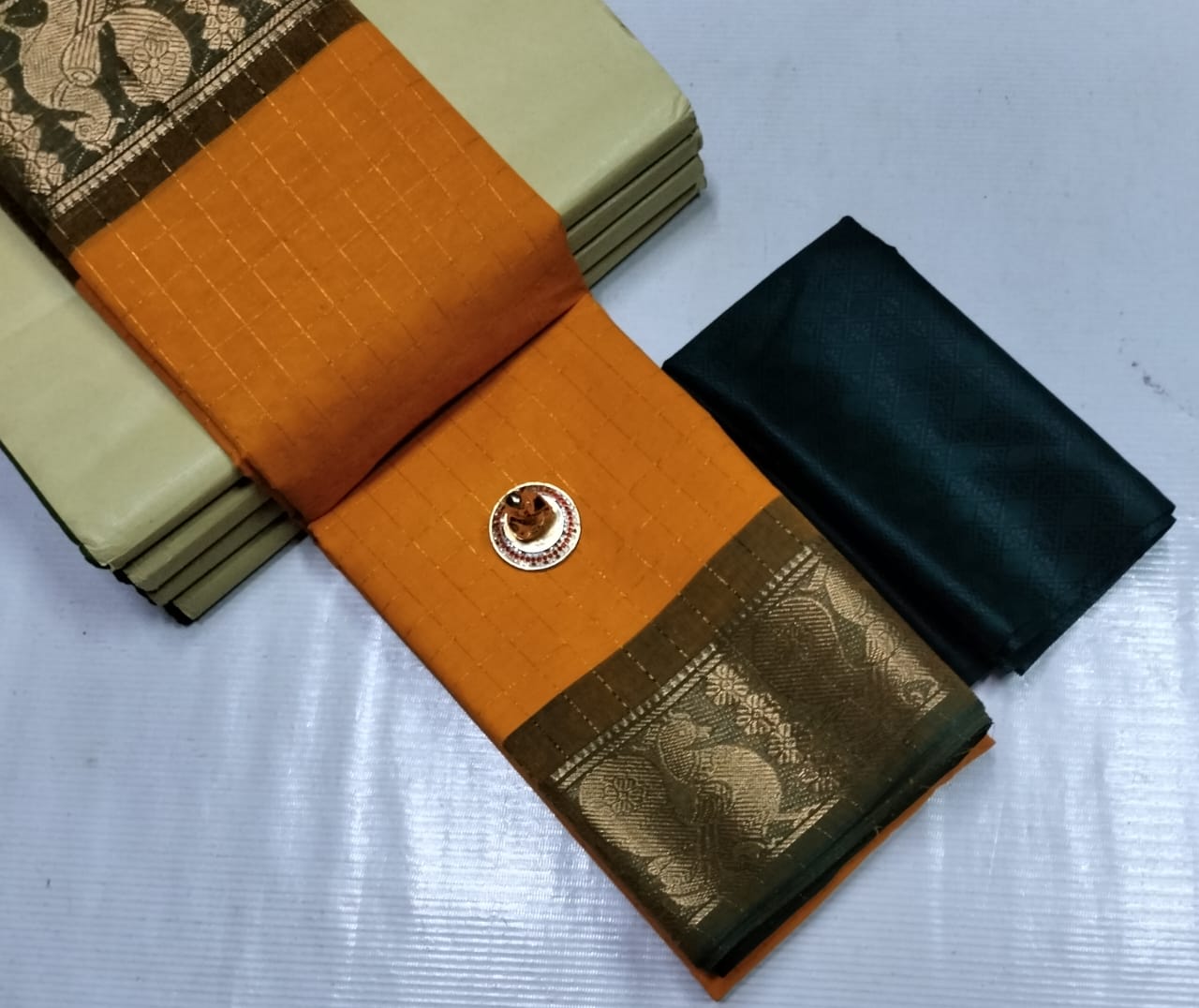 Chettinad Cotton Sarees in Fancy Design 5.5 mtrs With Kalamkari Blouse for Women