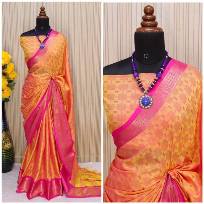 Beautiful Cotton Silk Saree with Blouse piece woven design