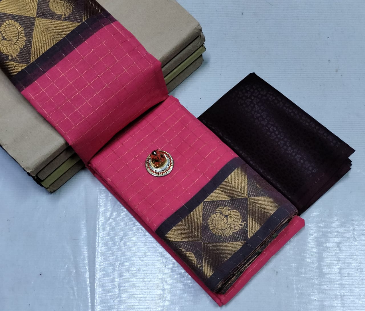 Chettinad Cotton Sarees in Fancy Design 5.5 mtrs With Kalamkari Blouse for Women
