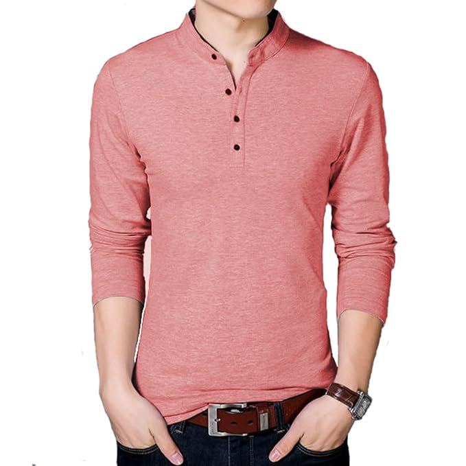 Stay stylish with this Men's Solid Cotton Blend Mandarin Collar T-Shirt. Designed for comfort and versatility, making it perfect for daily wear and casual gatherings.
