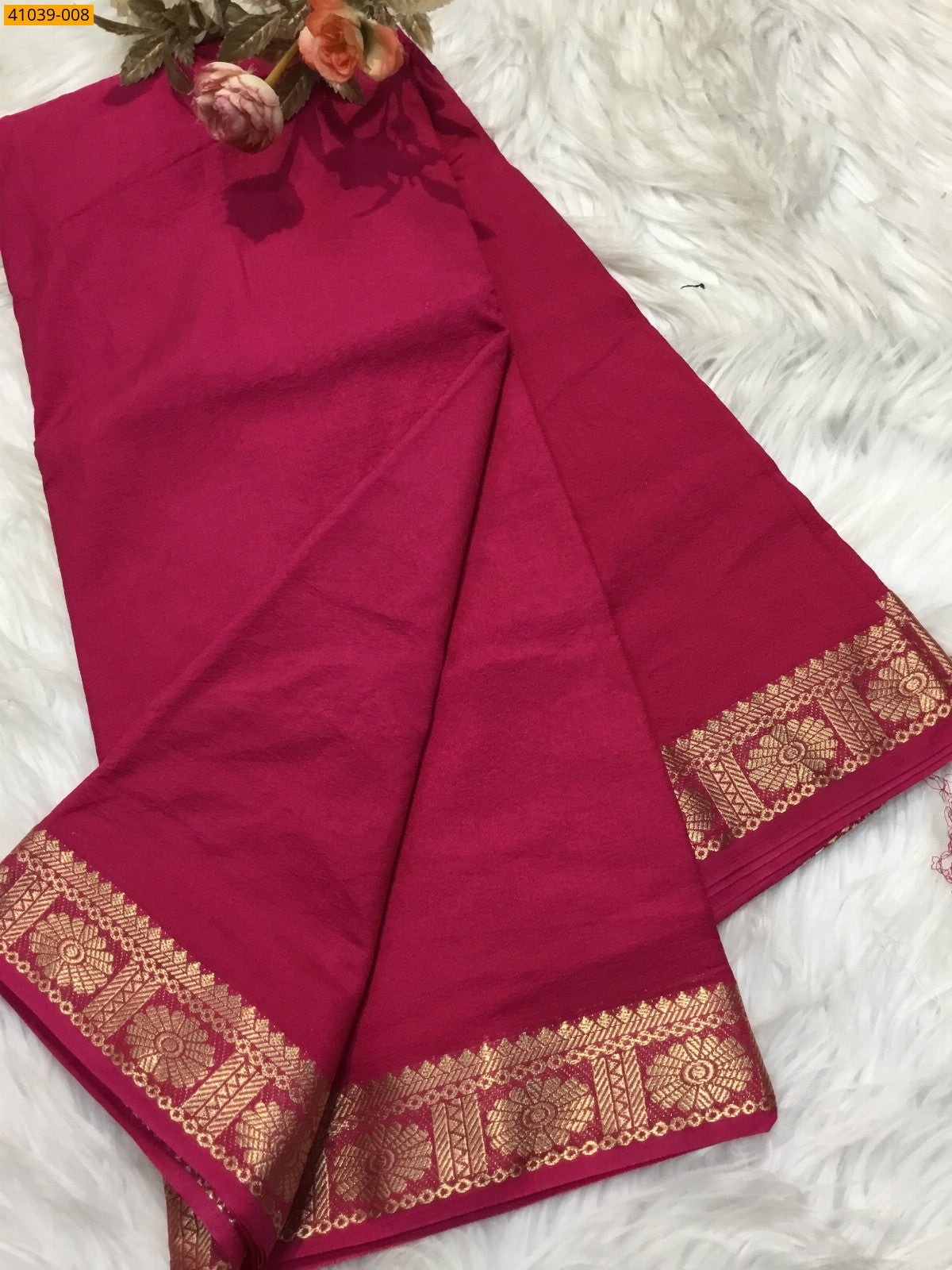 Elevate your festive look with this elegant Viscose Warm Crepe Silk Saree,