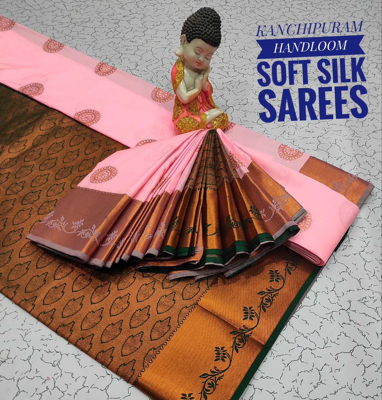 Premium Soft Silk Kanchipuram Saree with Copper Zari Handloom