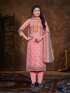 Branded SAFARI Pashmina Kurti, Pant & Duppata set in Pink