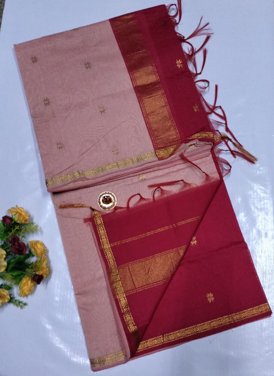 Premium Maheshwari Silk Cotton Sarees Both Side Sleek Border contrast Pallu and Blouse