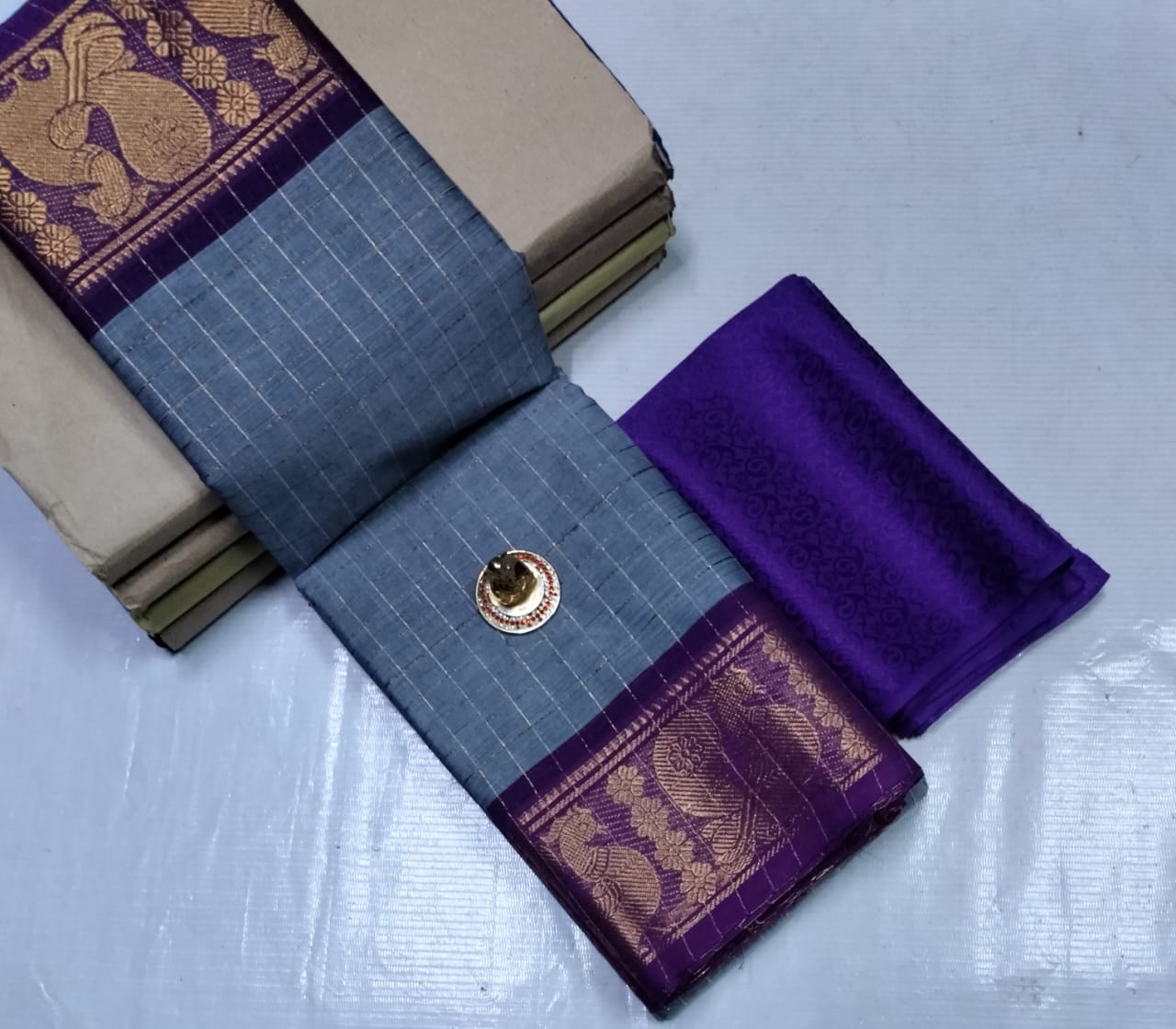 Chettinad Cotton Sarees in Fancy Design 5.5 mtrs With Kalamkari Blouse for Women