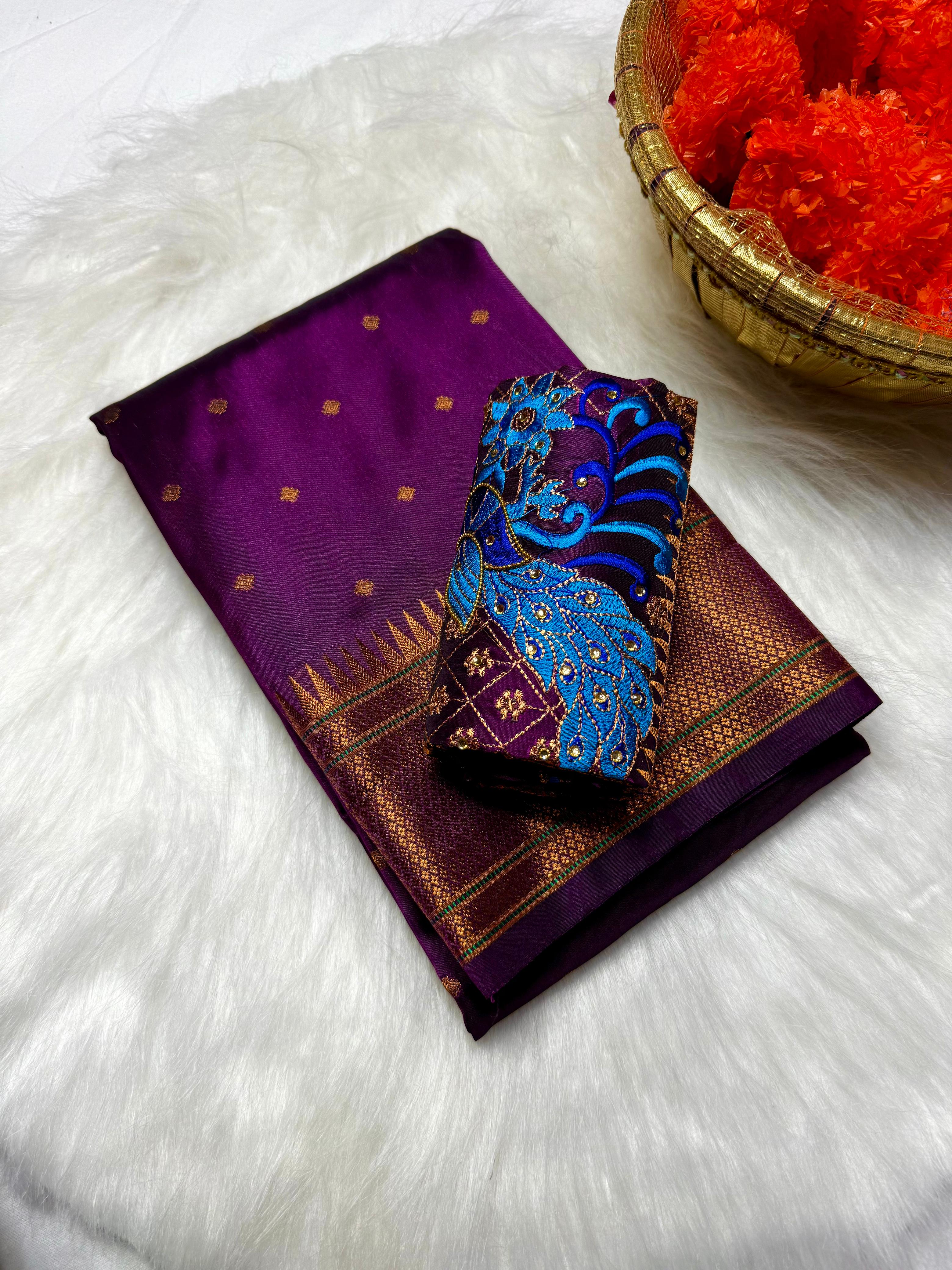 Why You’ll Love It:
This Paithani stands out for its luxurious silk feel, vibrant colors, and intricate artistry—making it an ideal choice for weddings, festive occasions, and traditional celebrations.