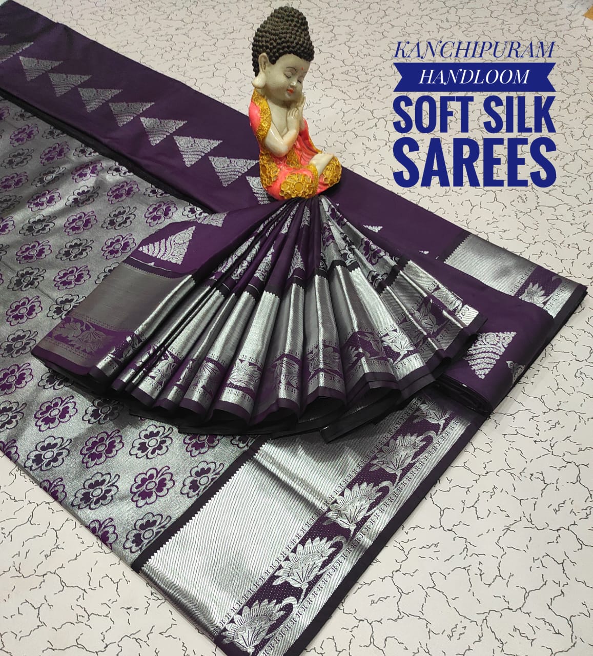 Premium Soft Silk Kanchipuram Saree with Copper Zari Handloom