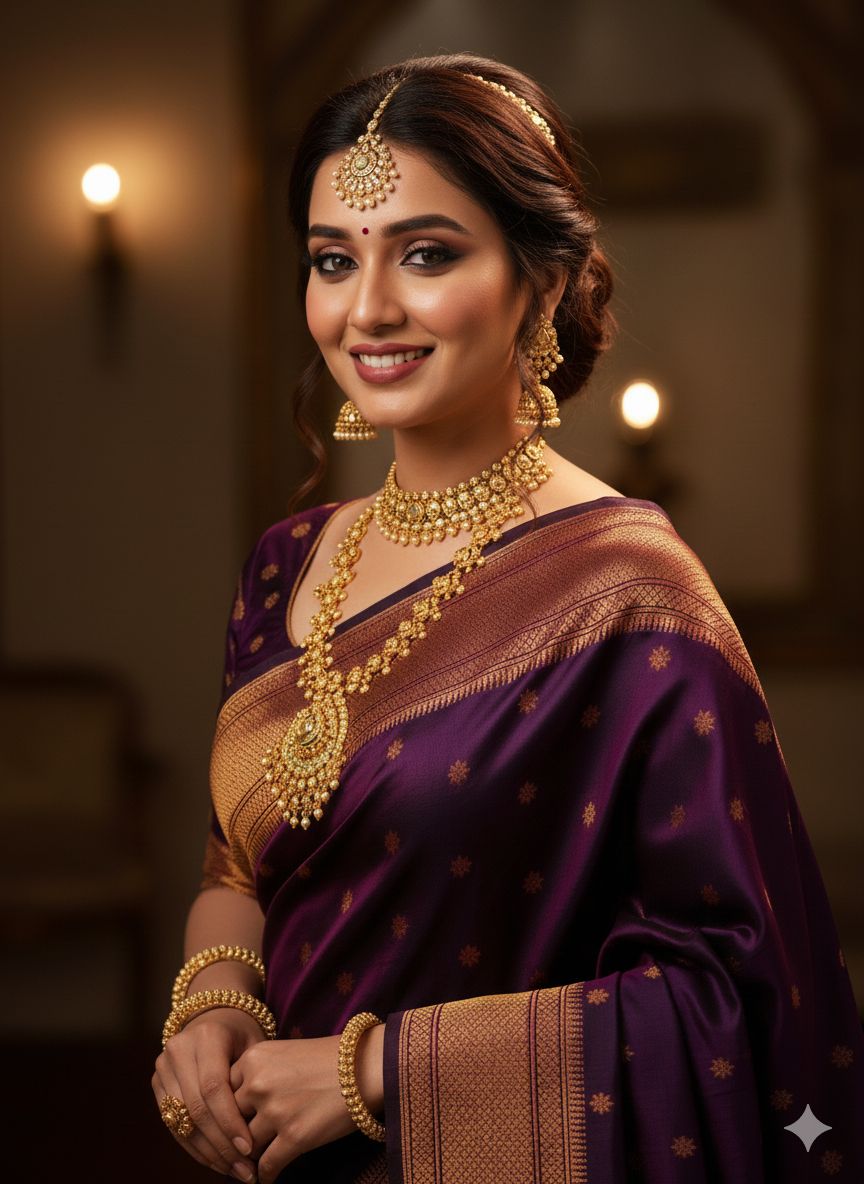 Traditional Tana Silk Kalanjali Paithani with rich Maharani pallu, crafted in premium pure soft silk. Featuring all-over Karnfuli butti, classic traditional border, and running blouse piece. A viral trending Paithani saree perfect for weddings, festivals, and special occasions.