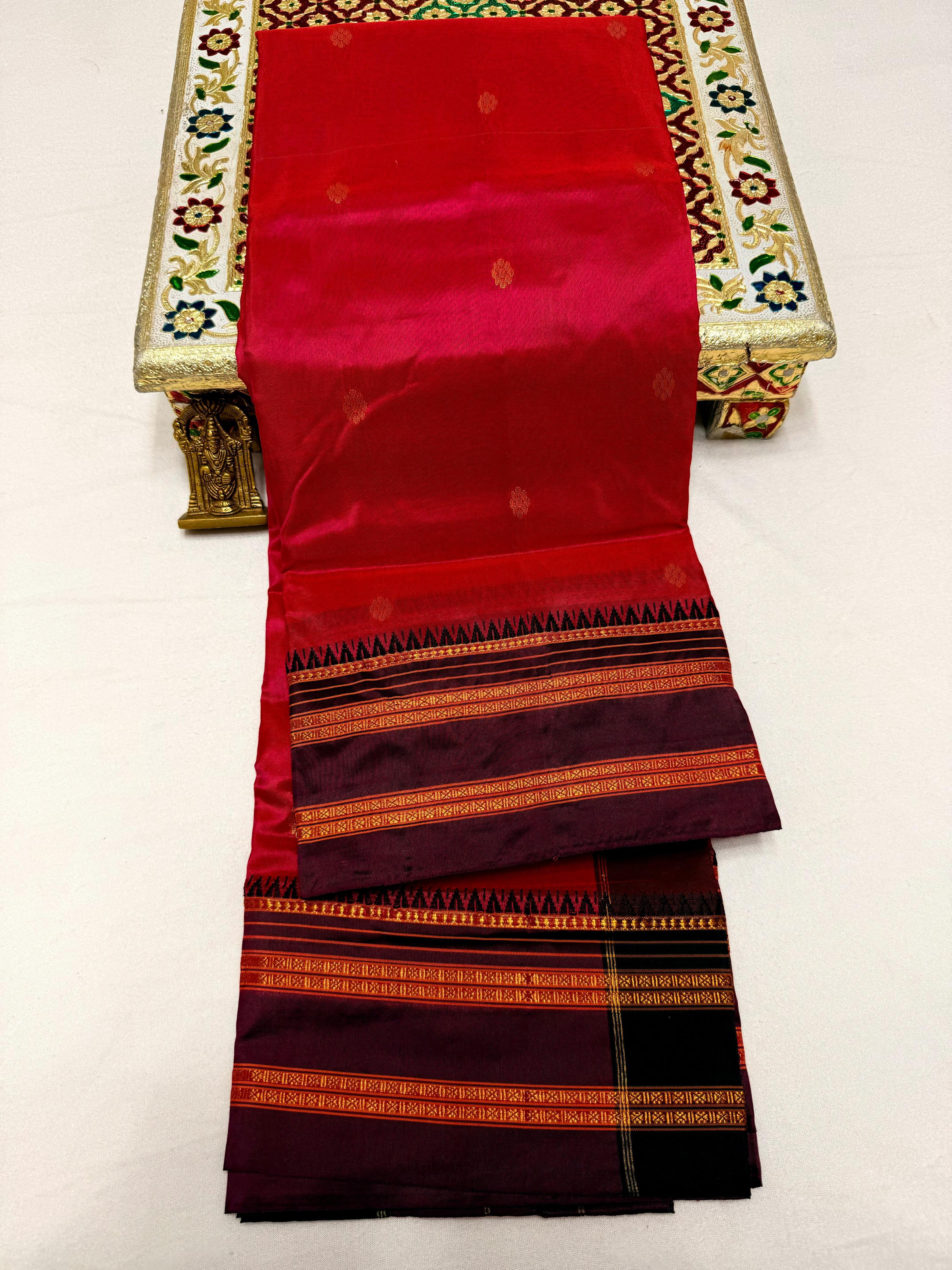 Women's Pure Narayanpeth Silk Paithani Sarees All Over Buttis 4*4 Rich Pallu with Running Blouse shoulder Buttis-3