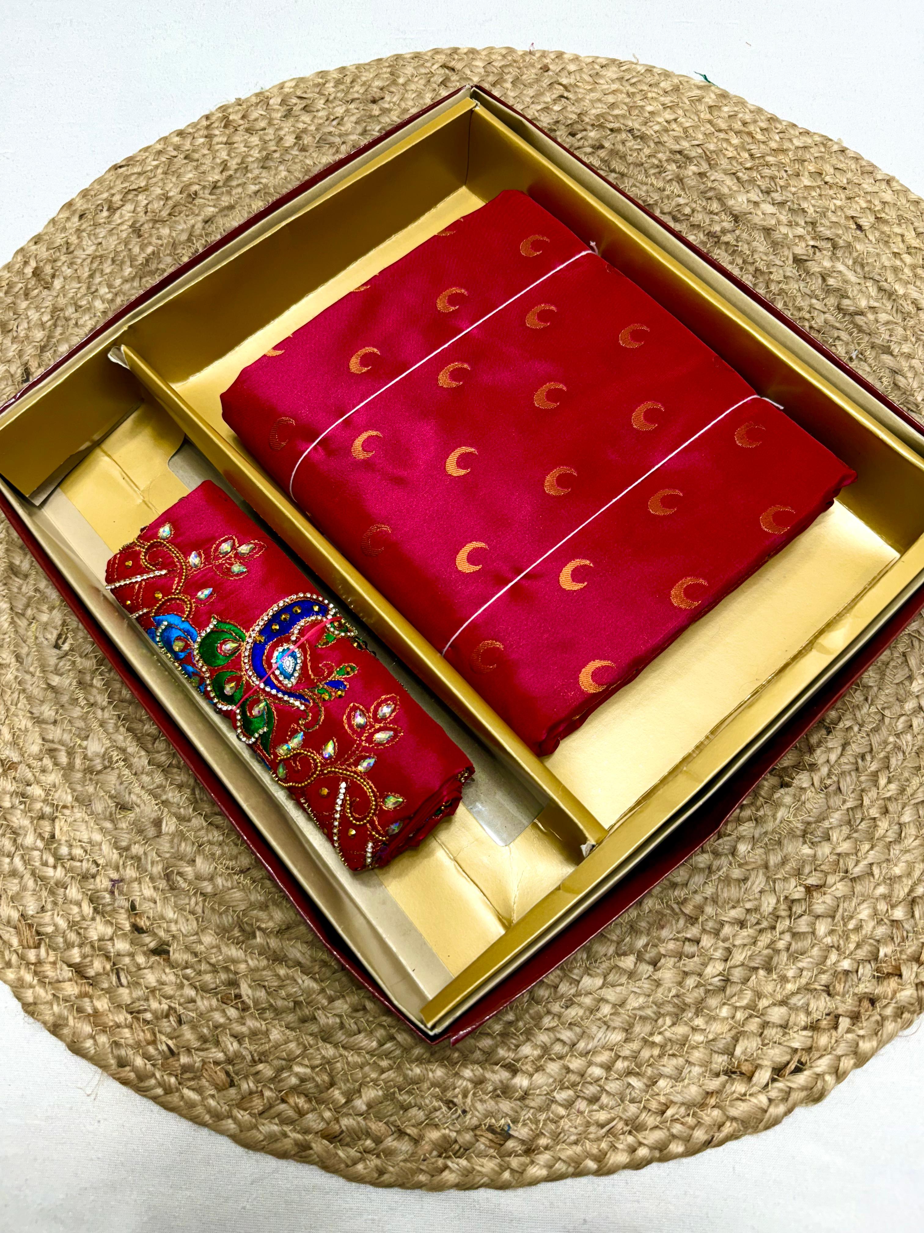 Handmade Chandrakala Kalanjali Paithani Saree All Over Butti Rich Peacock Pallu with Ariwork Blouse for Women