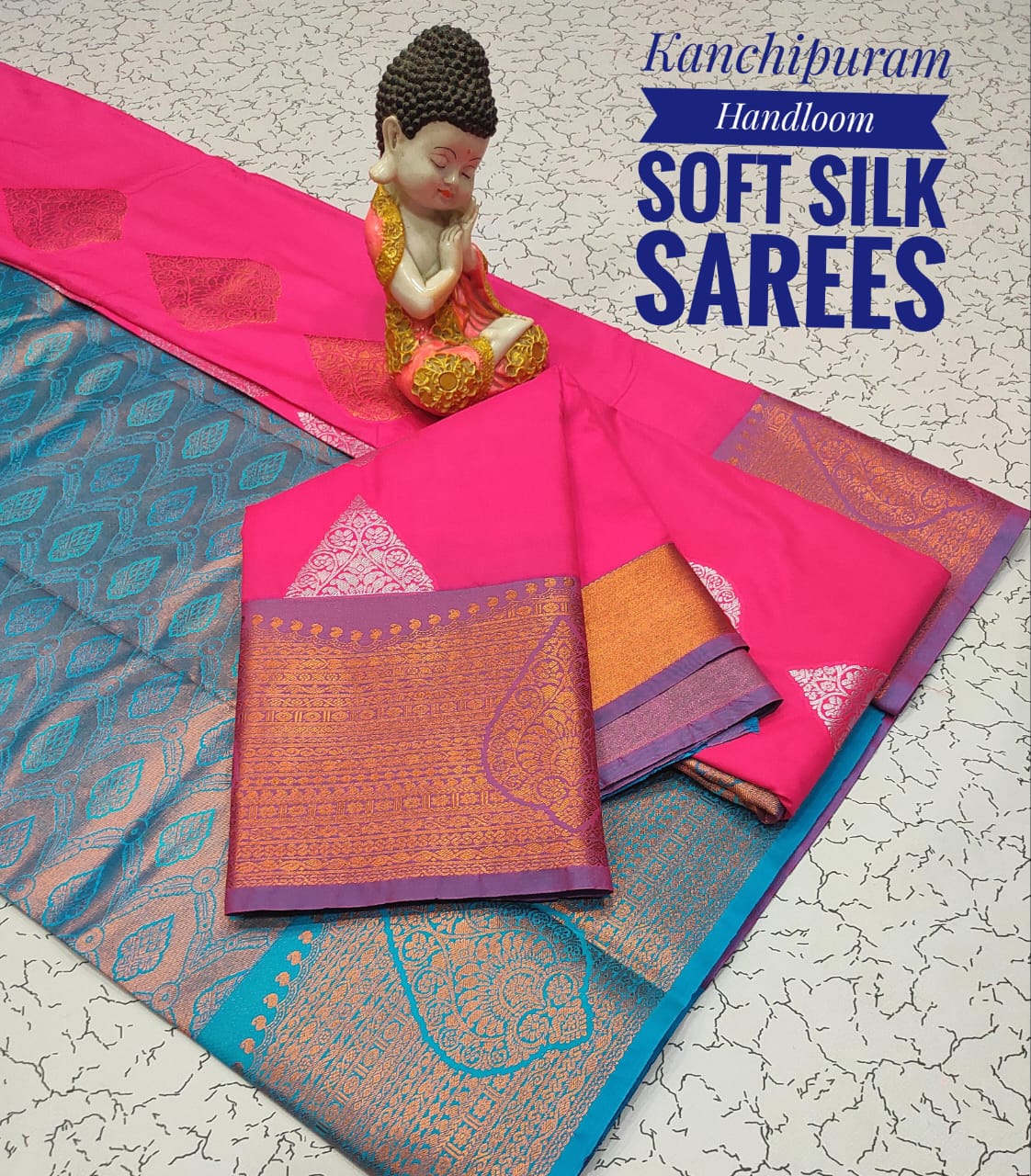 Premium Soft Silk Kanchipuram Saree with Copper Zari Handloom