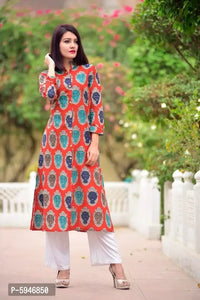 Elite Multicoloured Printed Cotton Women A-Line Kurti