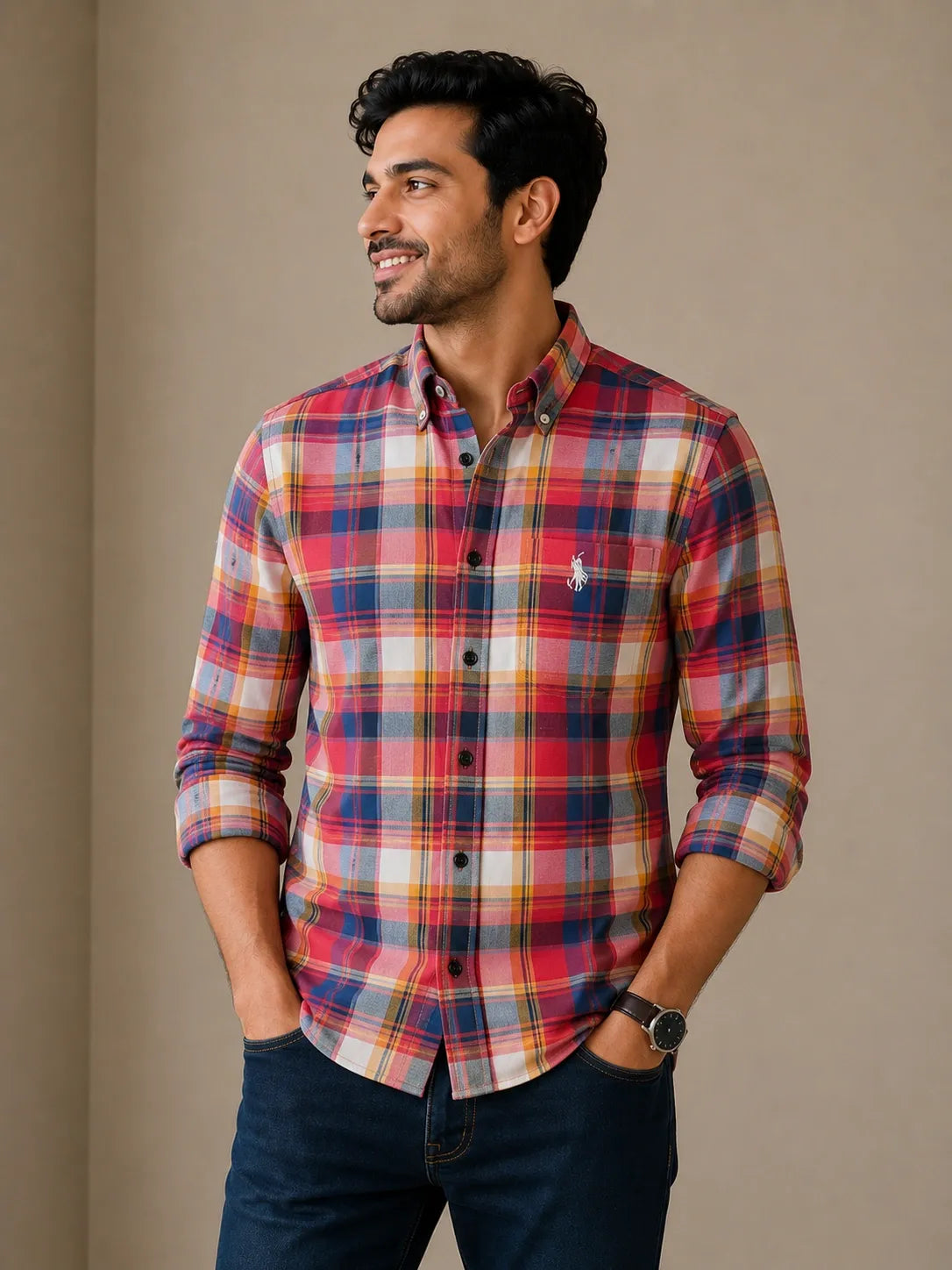 Perfect blend of comfort and sharp style. Ideal for office wear, casual outings, and daily premium use. Trendy Hard Collar Check Shirts – Premium quality cotton shirts with vibrant checks for a classy modern look.