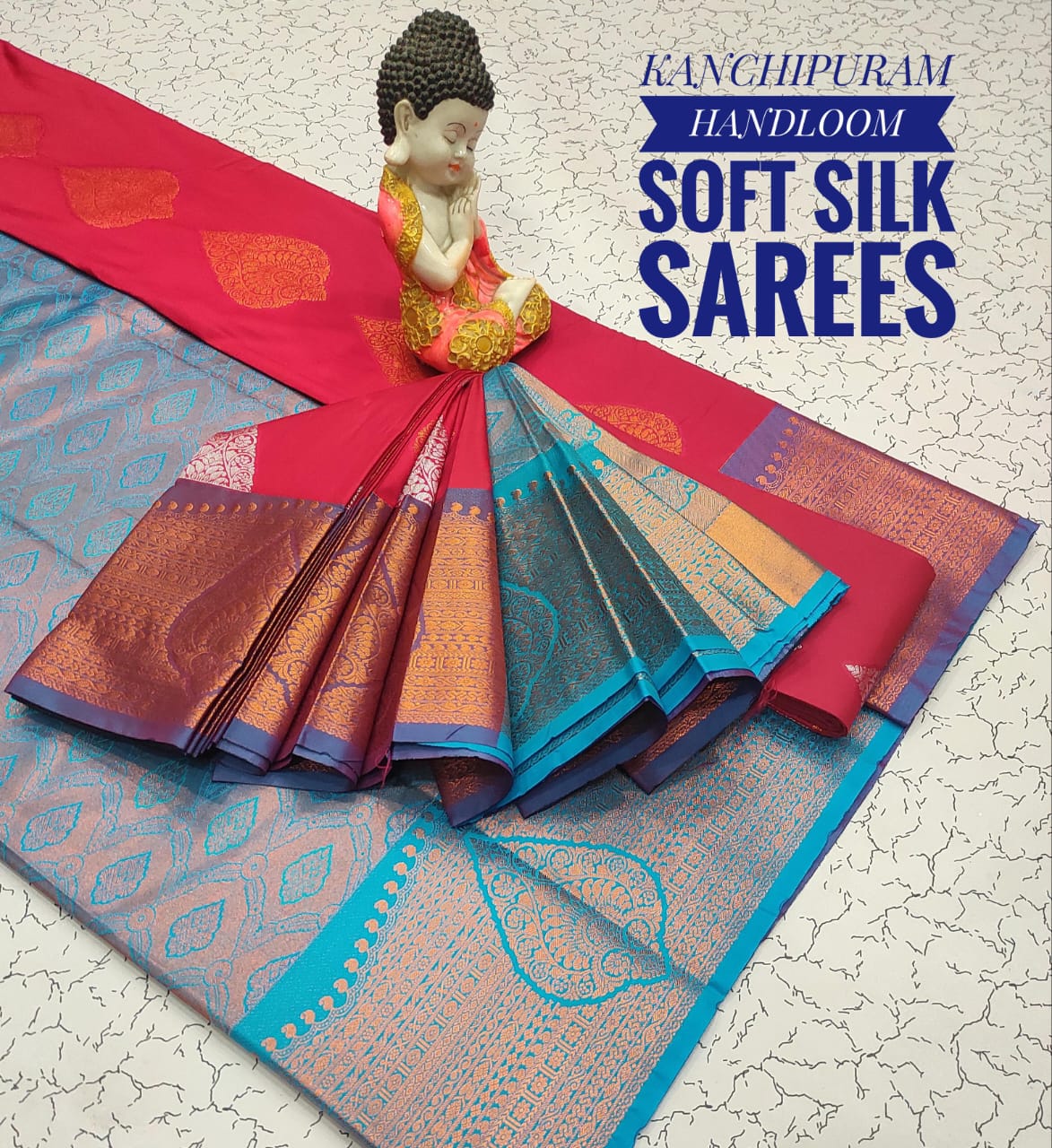 Premium Soft Silk Kanchipuram Saree with Copper Zari Handloom