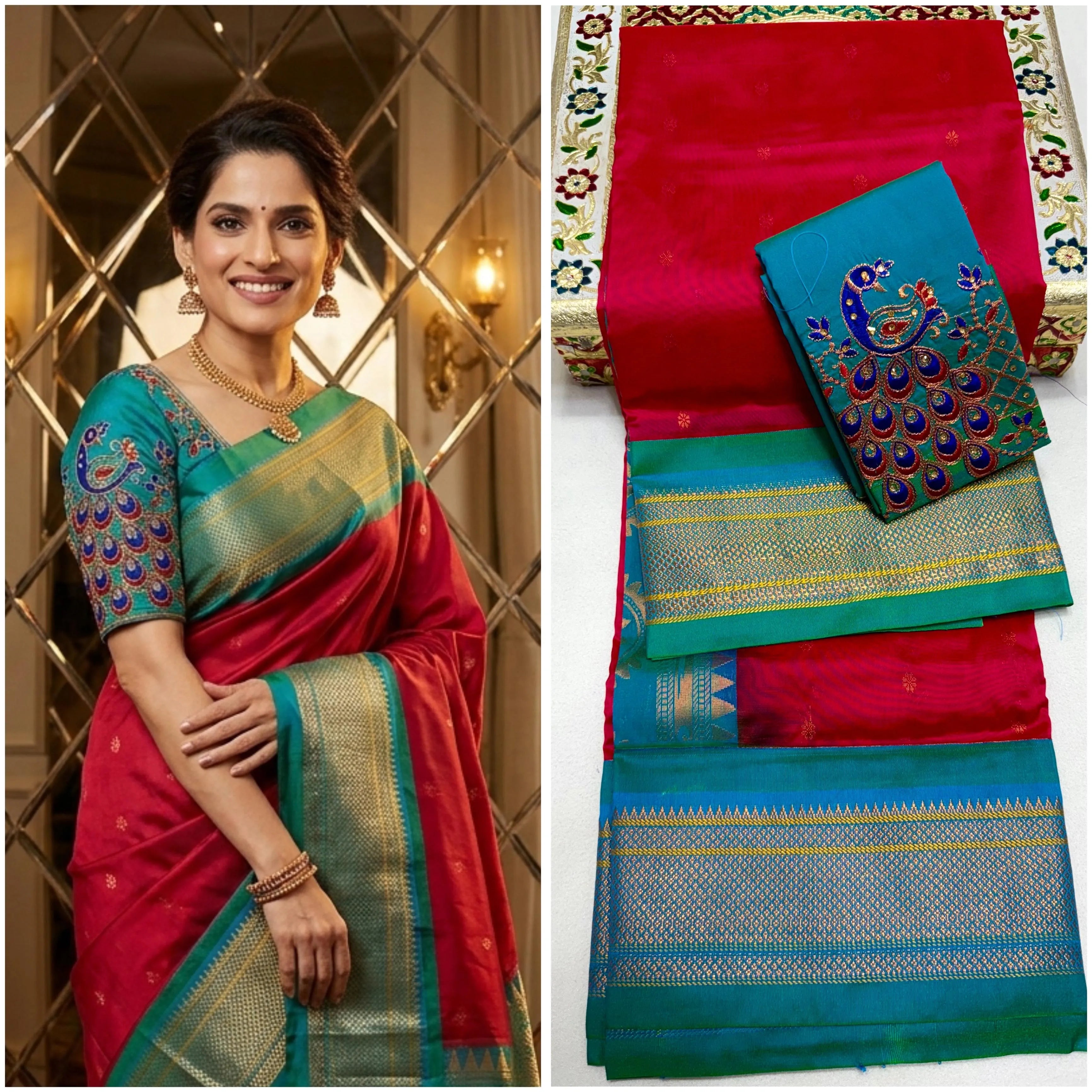 Discover elegance with the latest Sonalee Kadiyal Paithani Saree crafted in premium pure tana soft silk with rich all-over buttis, luxurious 4x4 pallu, and a beautifully handmade Aariwork blouse piece. Limited New Launch Collection – Premium Quality Saree for Elegant Traditional Look.