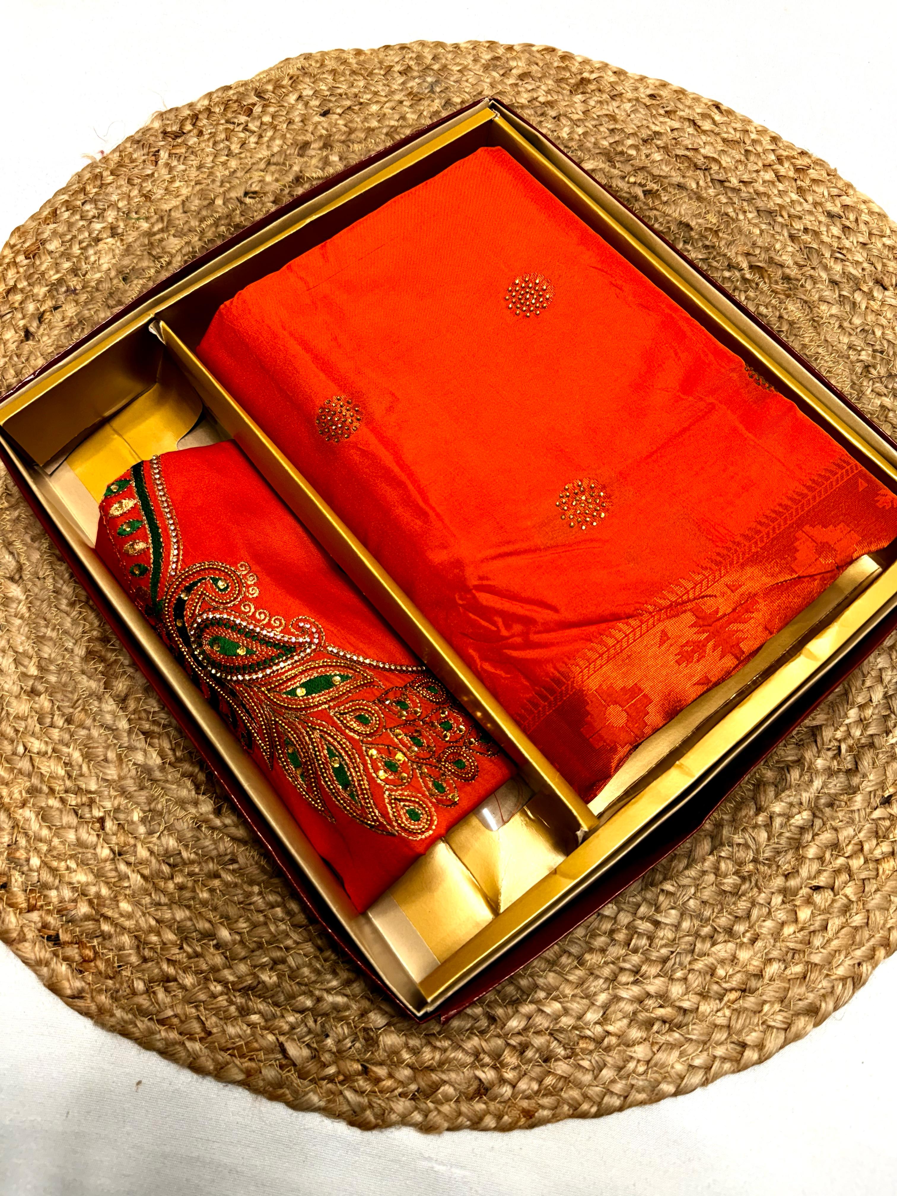 Tana Silk Premium Kalanjali Paithani Saree Stone work Buttis Handwork Embroidery Blouse Piece