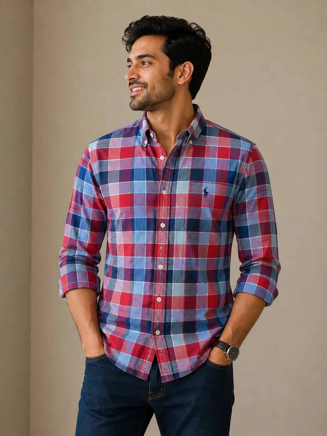 Perfect blend of comfort and sharp style. Ideal for office wear, casual outings, and daily premium use. Trendy Hard Collar Check Shirts – Premium quality cotton shirts with vibrant checks for a classy modern look.