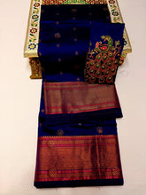 Load image into Gallery viewer, Maharani Paithani in Premium Tana Shiny Soft Silk  with Embroidered Blouse Royal Blue