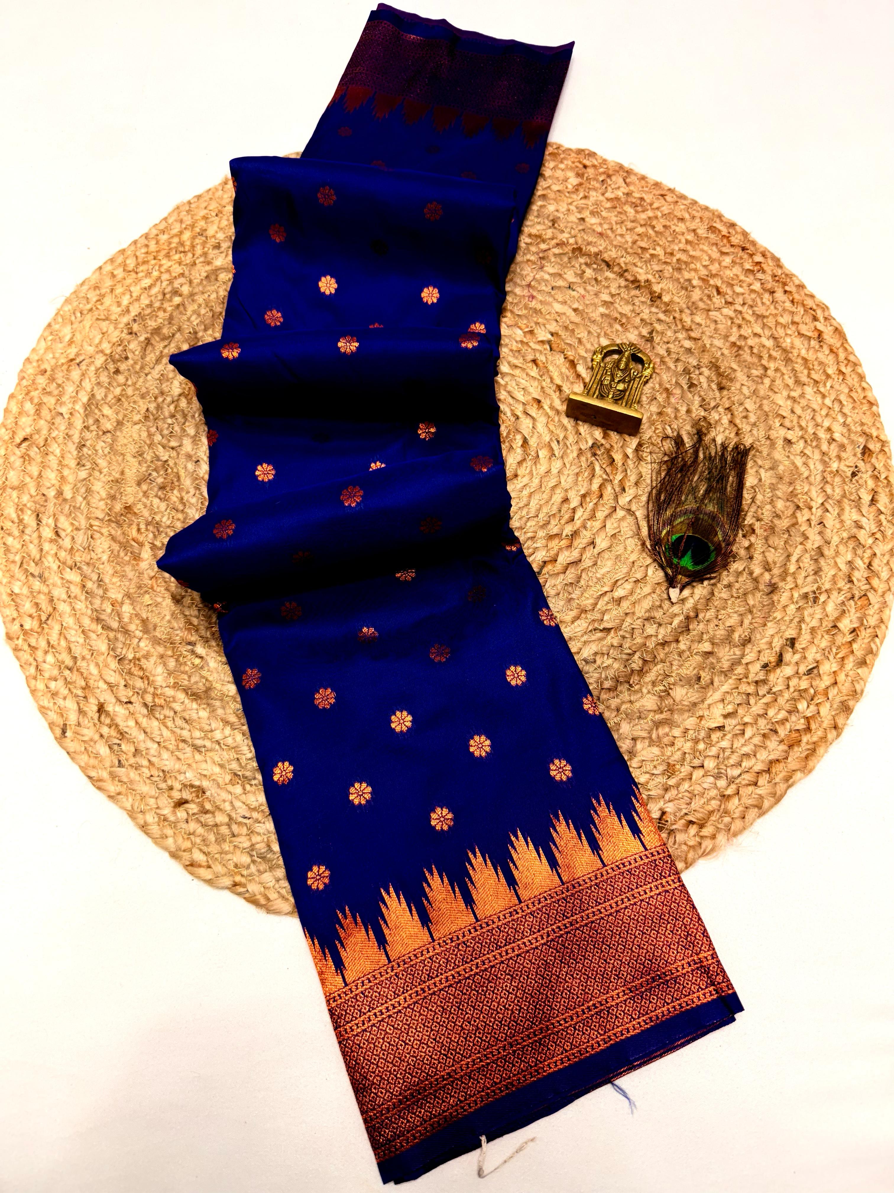 Women's Unique Kalanjali Maharani Paithani in Silk All Over Butti Rich Pallu with Running Blouse