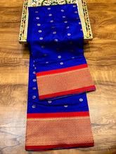 Load image into Gallery viewer, Traditional Kadiyal Paithani Saree,  Pallu Meena Butti with Contrast Running Blouse Royal Blue