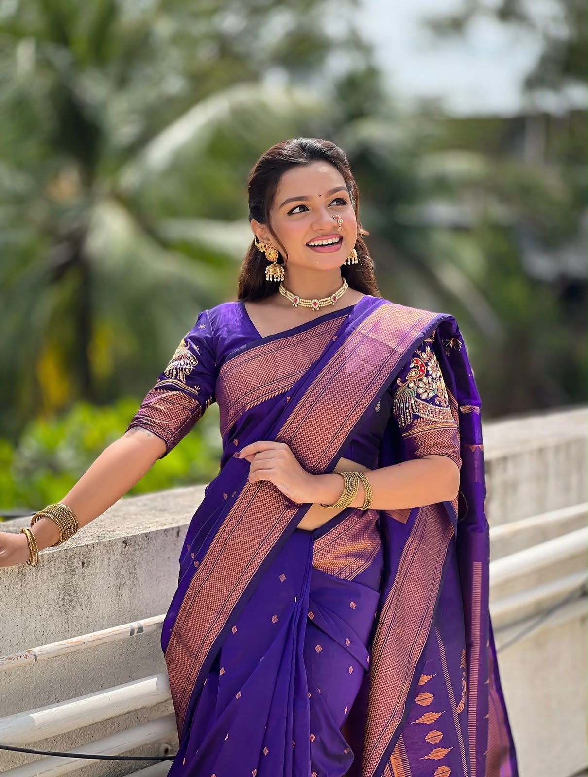 Shop elegant Pure Silk Copy Kalanjali Paithani Sarees featuring all-over butti design, rich pallu, premium Tana silk fabric, and exquisite Aari work blouse piece. Premium quality ethnic wear for weddings, festivals, and special occasions.