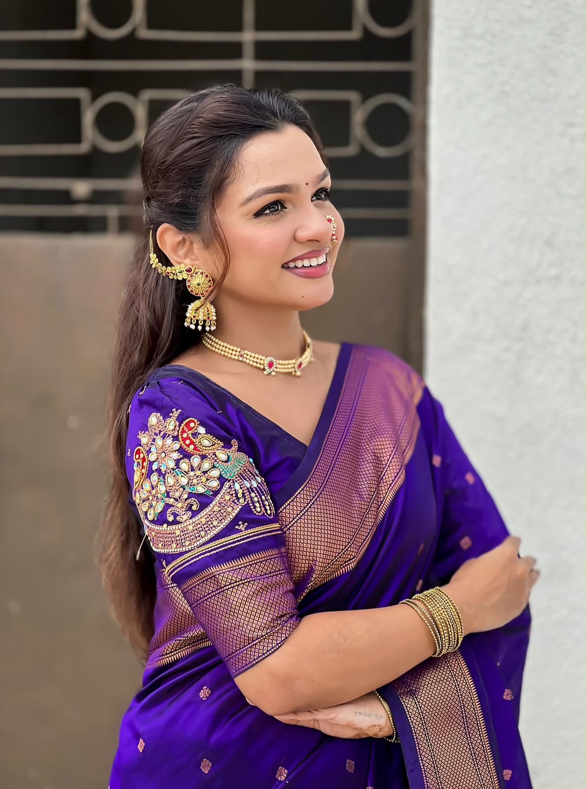 Shop elegant Pure Silk Copy Kalanjali Paithani Sarees featuring all-over butti design, rich pallu, premium Tana silk fabric, and exquisite Aari work blouse piece. Premium quality ethnic wear for weddings, festivals, and special occasions.