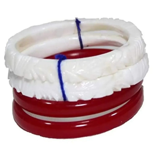 shakha pola Gold plated Acralyc bangle set for women pack of 4(red&white)