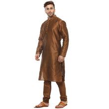 Load image into Gallery viewer, Brown Silk Blend Solid Kurta Sets for Men