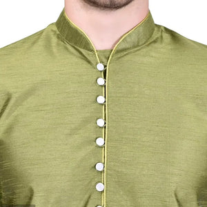 Stylish Silk Kurta & Bottom Set for Men Green