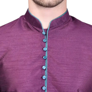 Stylish Silk Kurta & Bottom Set for Men Purple-Magneta