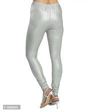 Load image into Gallery viewer, Shimmer Shiny Silver Lycra Churidar Leggings for Women