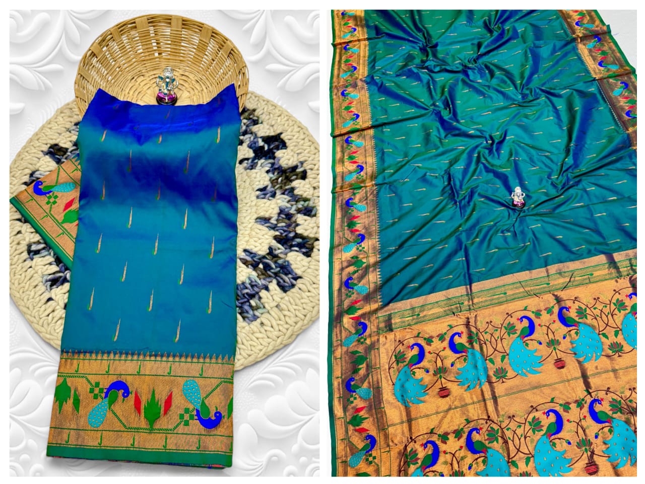 Anvikaa Brocade Paithani Saree-Blouse & Men-Jacket Pair – Premium Traditional Wear.