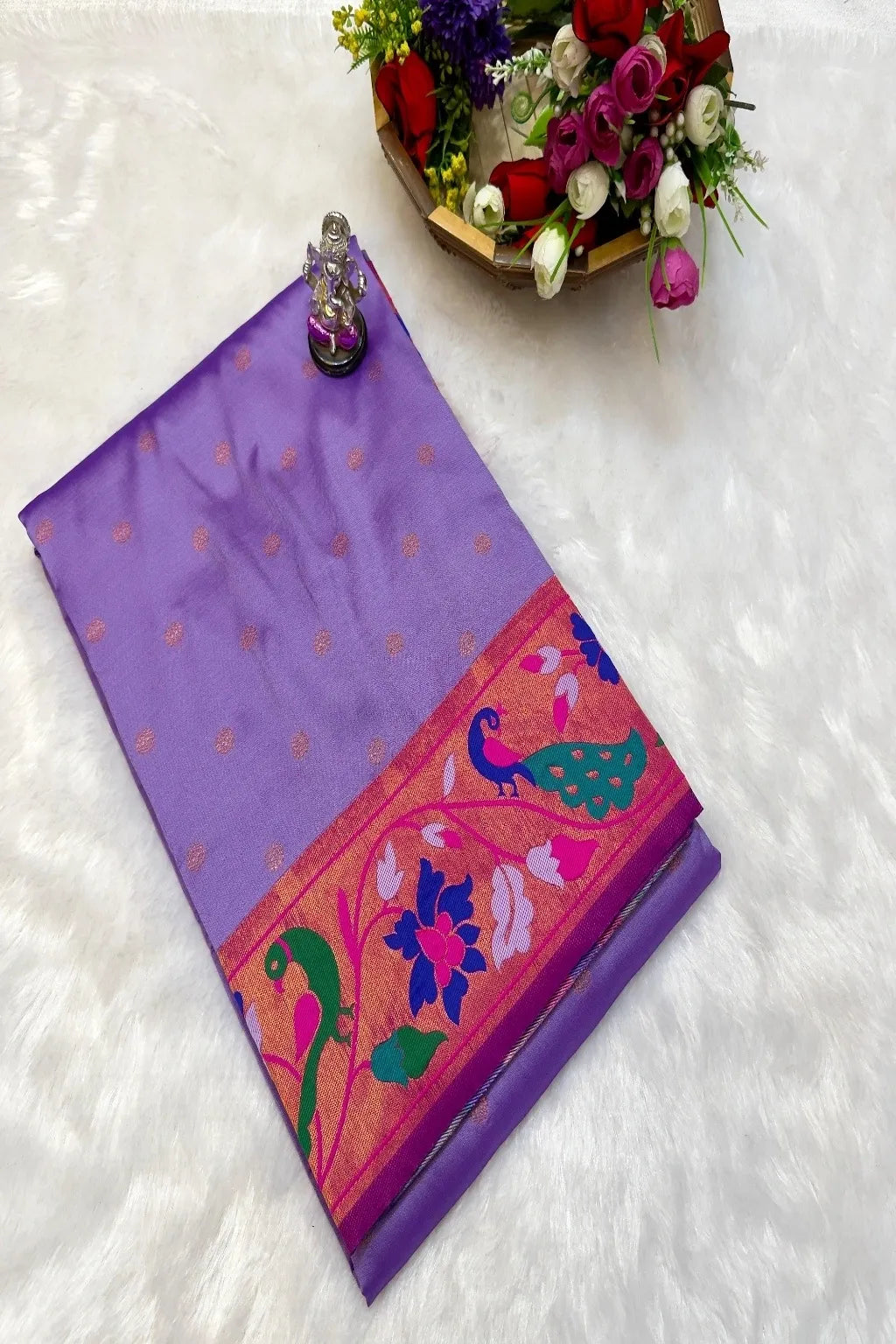 Pure Mix Silk Semi Mor & Popat Brocade Paithani Saree – Traditional Maharashtrian Elegance Shop premium Silk Semi Mor & Popat Brocade Paithani Saree with traditional peacock and parrot pallu design and all-over zari butti. Perfect for weddings & festive wear.