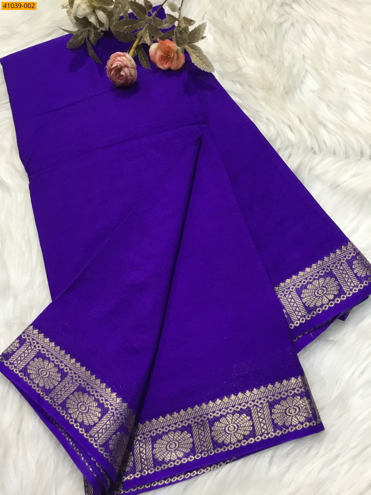 Elevate your festive look with this elegant Viscose Warm Crepe Silk Saree,