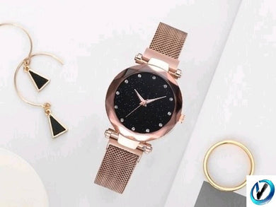 New Stylish Megnetic belt Women watches Golden