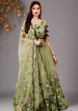 Load image into Gallery viewer, Stylish Green Net Embroidered Lehenga Choli Set For Women