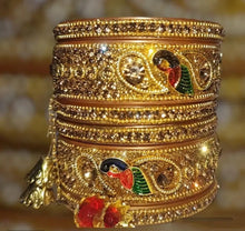 Load image into Gallery viewer, Bridal bangles set for women on wedding day.